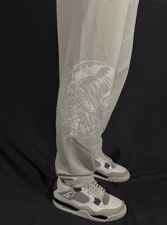 ASH GRAY SYMBIOTE STRAIGHT-LEG SWEATS